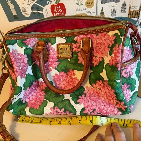 Dooney & Bourke Pink and Green Hydrangea Floral Satchel - Picture 9 of 9